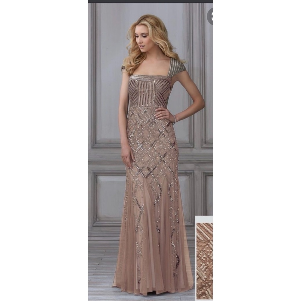Adrianna Papell 40103 Square Neck Beaded Gown
